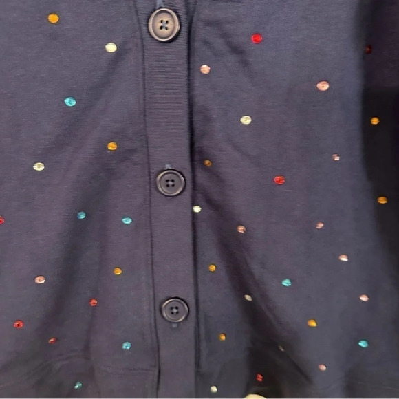 Terez Women Rhinestone Sequin Sleeves Button Up V-Neck Cardigans Navy Sz S NWOT - Picture 8 of 11